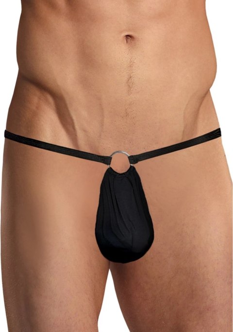 Male Power Nylon Spandex G-String z kieszonką, elastyczny czarny
