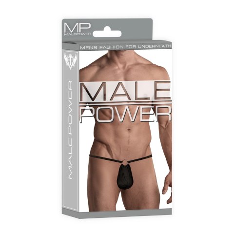 Male Power Nylon Spandex G-String z kieszonką, elastyczny czarny
