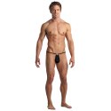 Male Power Nylon Spandex G-String z kieszonką, elastyczny czarny