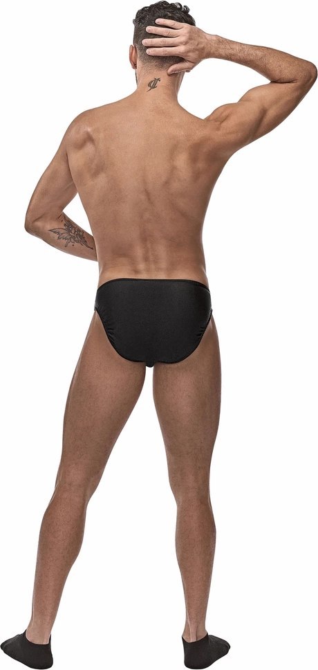 Male Power Nylon Spandex majtki bez kieszeni, elastyczne bikini czarne