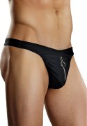 Male Power Stringi z suwakiem S/M czarne nylon spandex