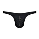 Male Power Stringi z suwakiem S/M czarne nylon spandex