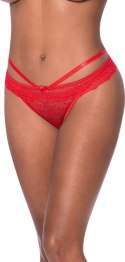 Magic Silk Exposed majtki paskowe z wycięciem i czerwoną kokardką