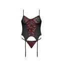 Magic Silk Komplet Merry Widow L/XL z paskami do pończoch koronka