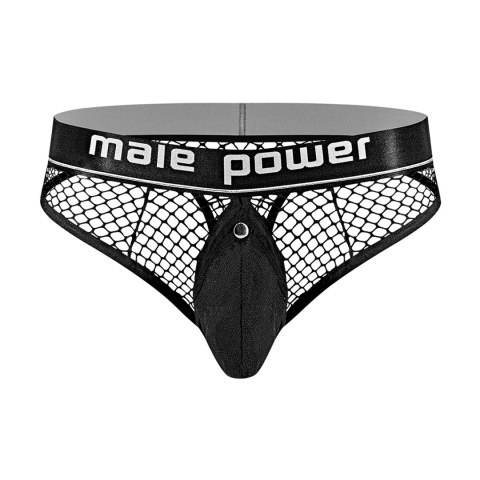 Male Power Cock Pit Net stringi z siatki z odpinaną kieszenią L/XL