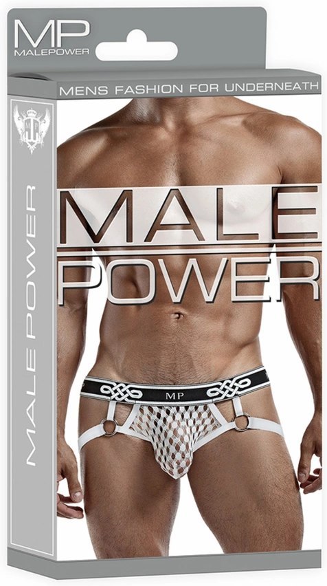 Male Power Diamond Mesh Jock Ring LXL z elastycznym tyłem czarny