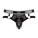 Male Power Diamond Mesh Jock Ring LXL z otwartym tyłem czarny