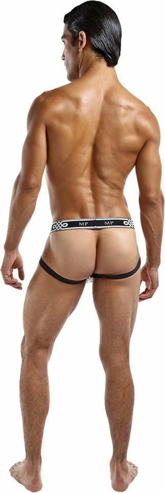 Male Power Diamond Mesh Jock Ring LXL z otwartym tyłem czarny