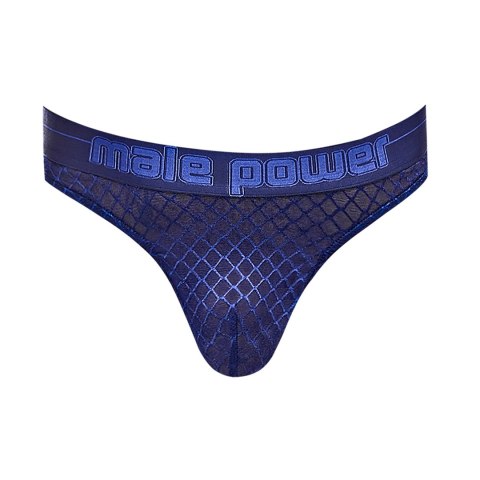 Male Power Diamond Mesh Stringi L/XL Czarny Dwukolorowy Pas