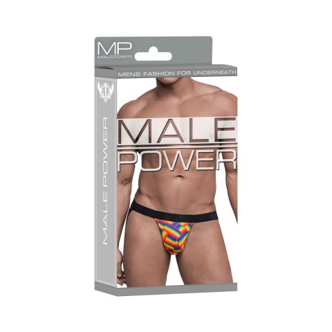 Male Power Jock SM Pride - Stringi z otwartym tyłem, modal, czarne