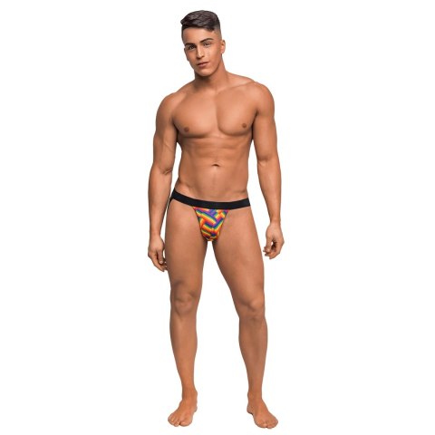 Male Power Jock SM Pride - Stringi z otwartym tyłem, modal, czarne