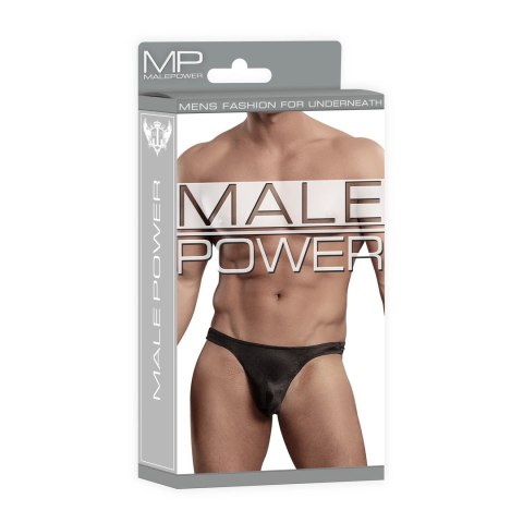 Male Power LXL Satin Spandex Stringi męskie komfortowe czarne