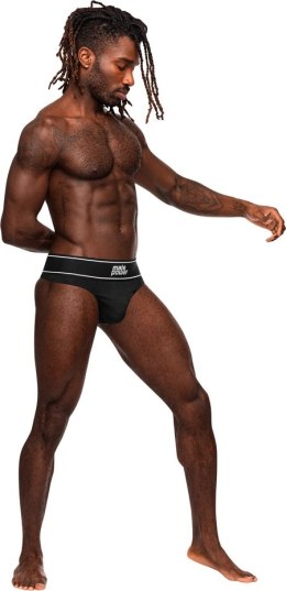 Male Power Modal Rib stringi męskie z anatomiczną saszetką czarne