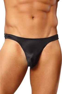 Male Power Satin Spandex Stringi Bong Czarny Komfortowy Fason