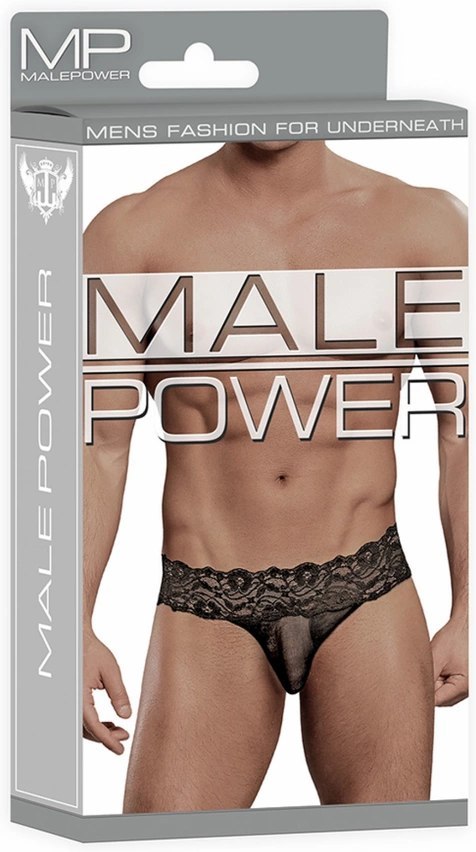 Male Power Scandal-Lace Micro Stringi męskie z siateczką i koronką L/XL