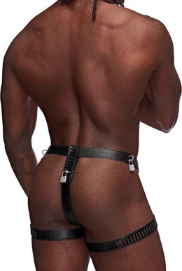 Male Power Scorpio Stringi z imitacji skory z regulacją i zamkiem