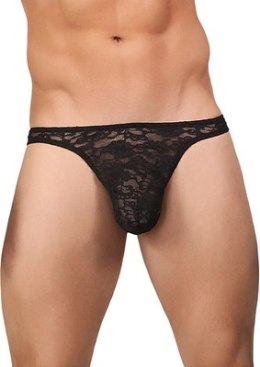 Male Power Stretch Lace - stringi męskie, koronkowe, czarne