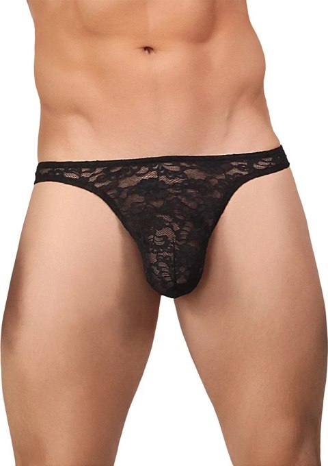 Male Power Stretch Lace - stringi męskie, koronkowe, czarne