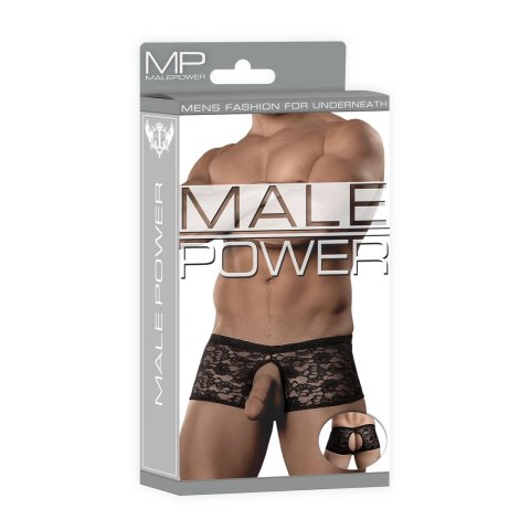 Male Power Stretch Lace szorty koronkowe z otworami czarne XL