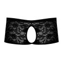 Male Power Stretch Lace szorty koronkowe z otworami czarne XL