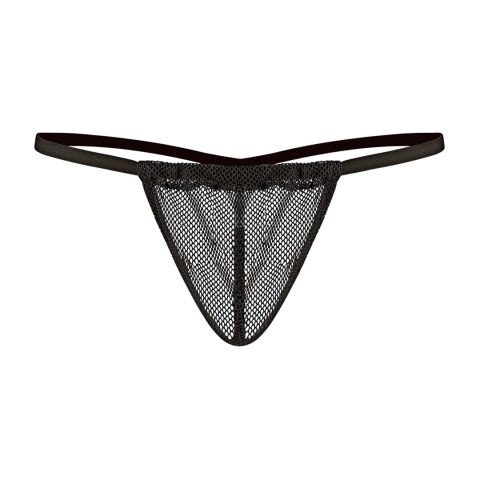 Male Power Stretch Net - Stringi z siateczką i przezroczystą kieszenią, czarne