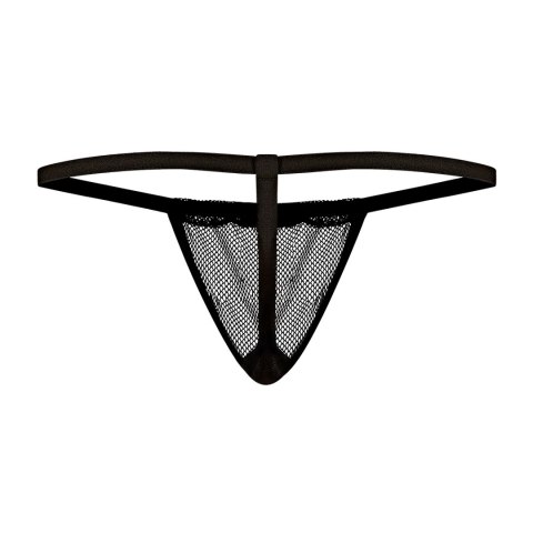 Male Power Stretch Net - Stringi z siateczką i przezroczystą kieszenią, czarne