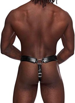Male Power Taurus Leather Stringi regulowane z metalowymi pierścieniami