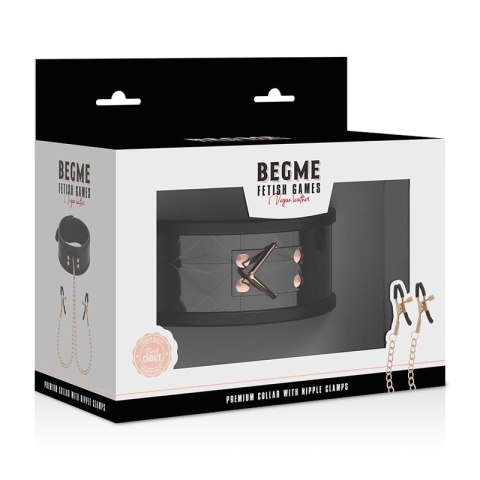 BEGME Black Edition kołnierz z neoprenu z łańcuszkiem i zaciskami, regulowany BEGME
