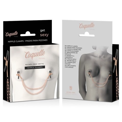 Coquette Chic Desire Fantasy - Metalowe zaciski na sutki z łańcuszkiem, nikiel-free COQUETTE