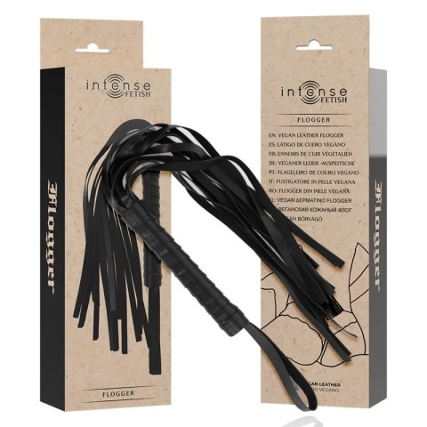 Intense Fetish Flogger Wegański Skorzany Bat z Ergonomicznym Uchwyt INTENSE