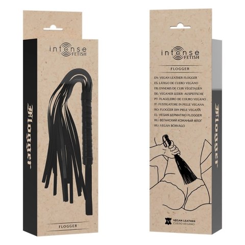 Intense Fetish Flogger Wegański Skorzany Bat z Ergonomicznym Uchwyt INTENSE