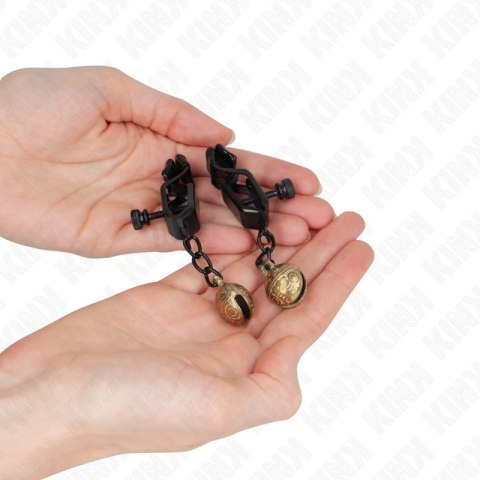 KINK Bell Jaw klipsy ozdobne na sutki czarne 7 cm z dzwoneczkami KINK