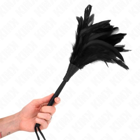 KINK Czarna Rozga z Piorami 36 cm - Model Anatomiczny, Lekka Konstrukcja KINK
