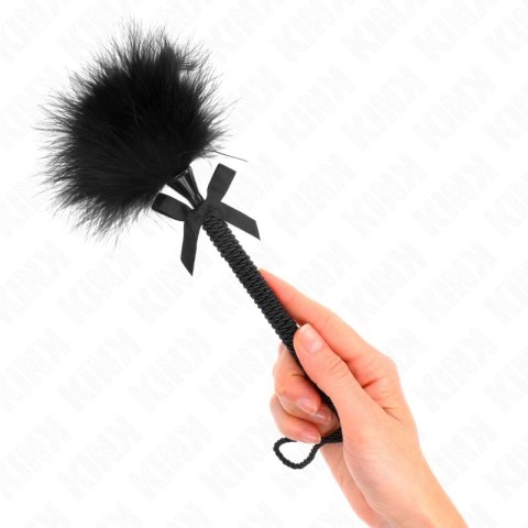KINK Nylonowa Rożdżka z Piorami i Czarną Kulą 25 cm - Akcesorium Sensoryczne KINK