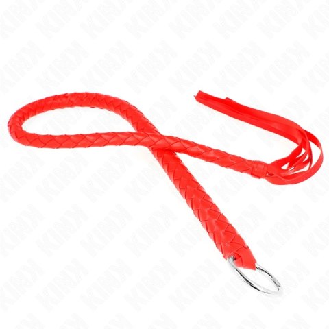 KINK Snake Whip 65cm czerwony pierścień - skorzany bat z ergonomicznym uchwytem KINK