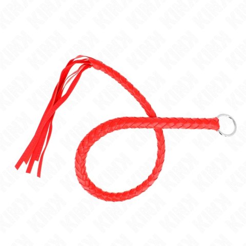 KINK Snake Whip 65cm czerwony pierścień - skorzany bat z ergonomicznym uchwytem KINK