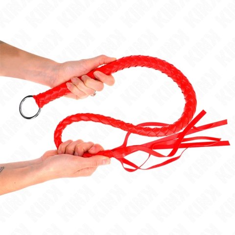 KINK Snake Whip 65cm czerwony pierścień - skorzany bat z ergonomicznym uchwytem KINK