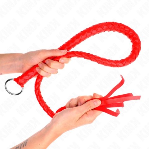 KINK Snake Whip 65cm czerwony pierścień - skorzany bat z ergonomicznym uchwytem KINK