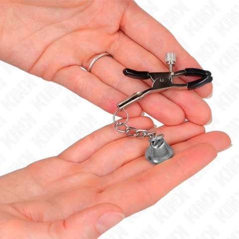 KINK Srebrny zacisk z dzwoneczkiem 6 cm - metalowy klips dekoracyjny KINK