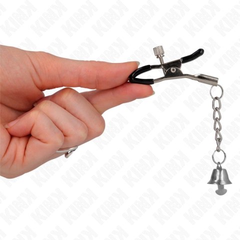 KINK Srebrny zacisk z dzwoneczkiem 6 cm - metalowy klips dekoracyjny KINK
