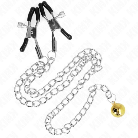 KINK Zaciski Łańcuszkowe z Dzwonkiem 30cm Metal Chrom KINK