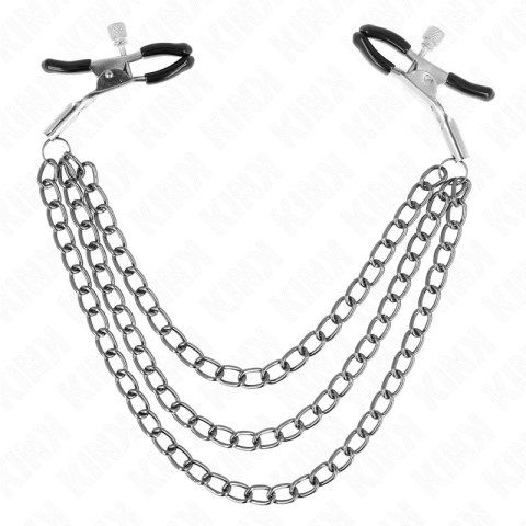KINK Zaciski na sutki z 3 łańcuchami czarne 20/23/28 cm KINK