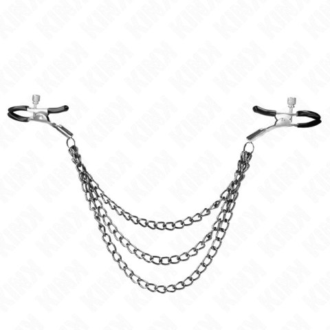 KINK Zaciski na sutki z 3 łańcuchami czarne 20/23/28 cm KINK