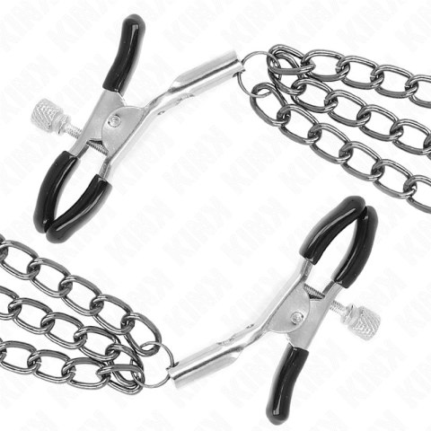 KINK Zaciski na sutki z 3 łańcuchami czarne 20/23/28 cm KINK