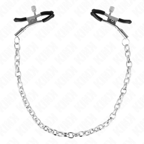 KINK Zaciski na sutki z grubym łańcuchem 30 cm, metalowe, czarne KINK