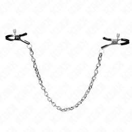 KINK Zaciski na sutki z grubym łańcuchem 30 cm, metalowe, czarne KINK
