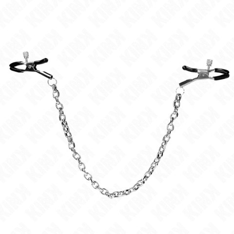 KINK Zaciski na sutki z grubym łańcuchem 30 cm, metalowe, czarne KINK