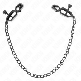 KINK Zaciski na sutki z płaskim łańcuchem czarne 30 cm metalowe KINK