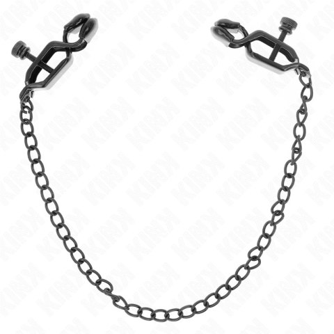 KINK Zaciski na sutki z płaskim łańcuchem czarne 30 cm metalowe KINK