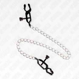 KINK Zaciski na sutki z płaskim łańcuchem srebrne 30 cm KINK